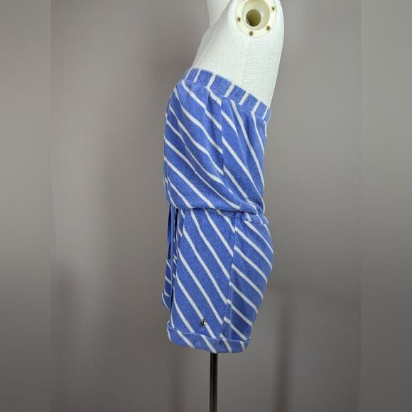 Juicy Couture Terrycloth Romper – XS Strapless Drawstring Blue Stripe - Picture 3 of 9